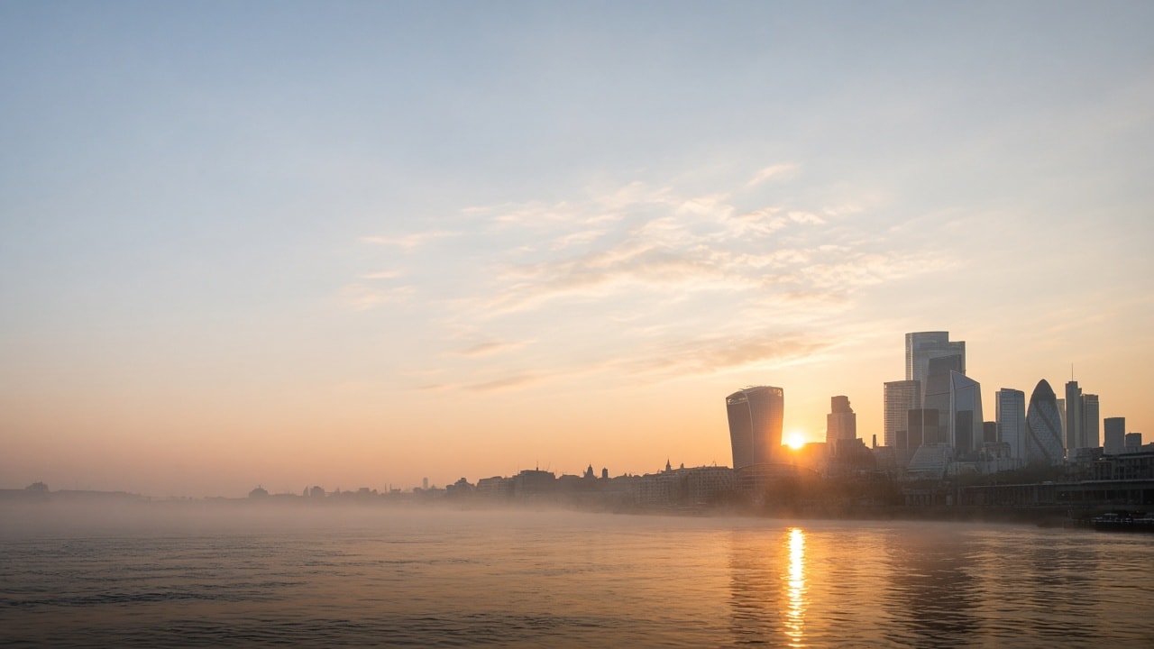 Sunrise over the City of London and the Thames